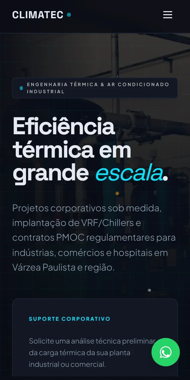 Versão do site ClimaTec em celular