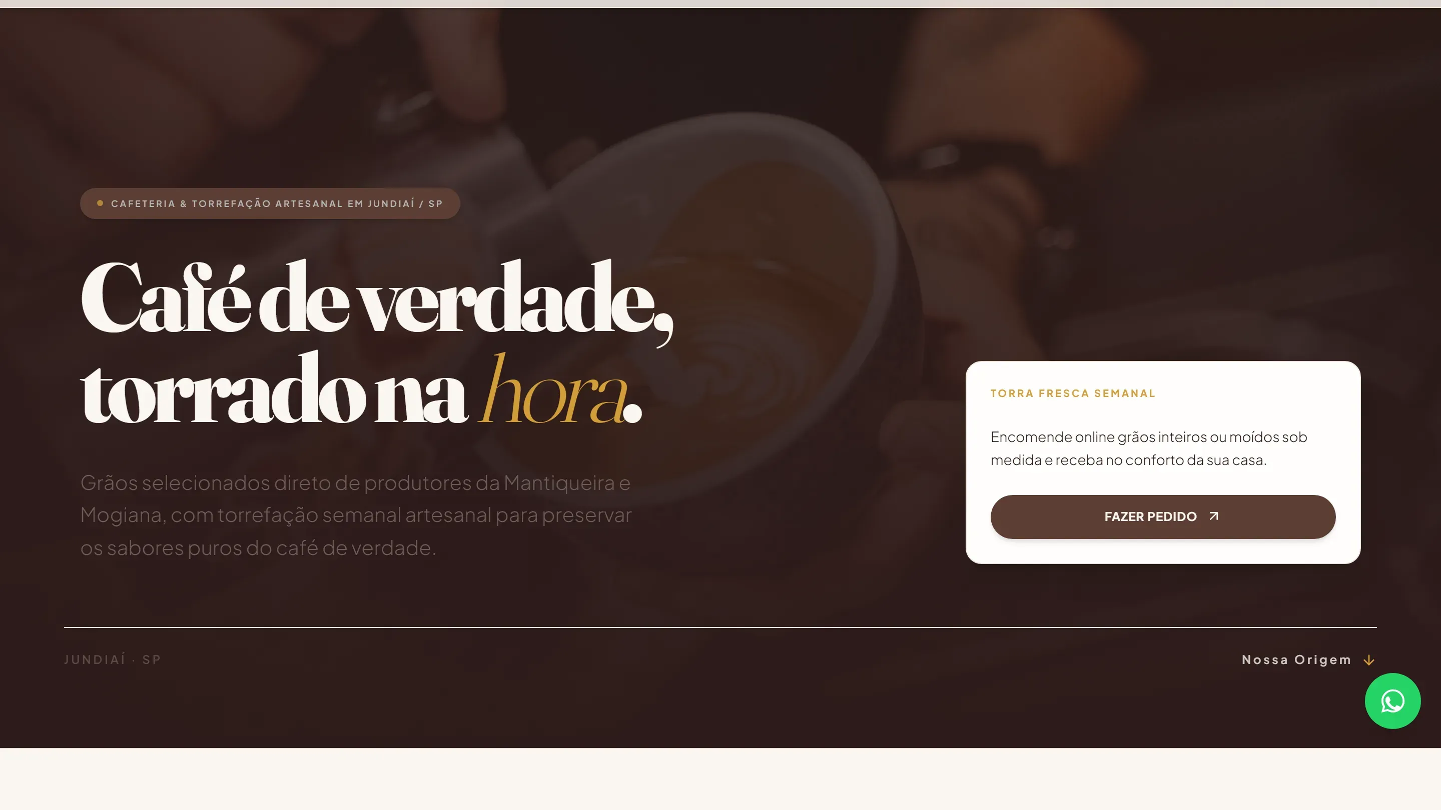 Site do projeto Grão & Co. em tela de computador
