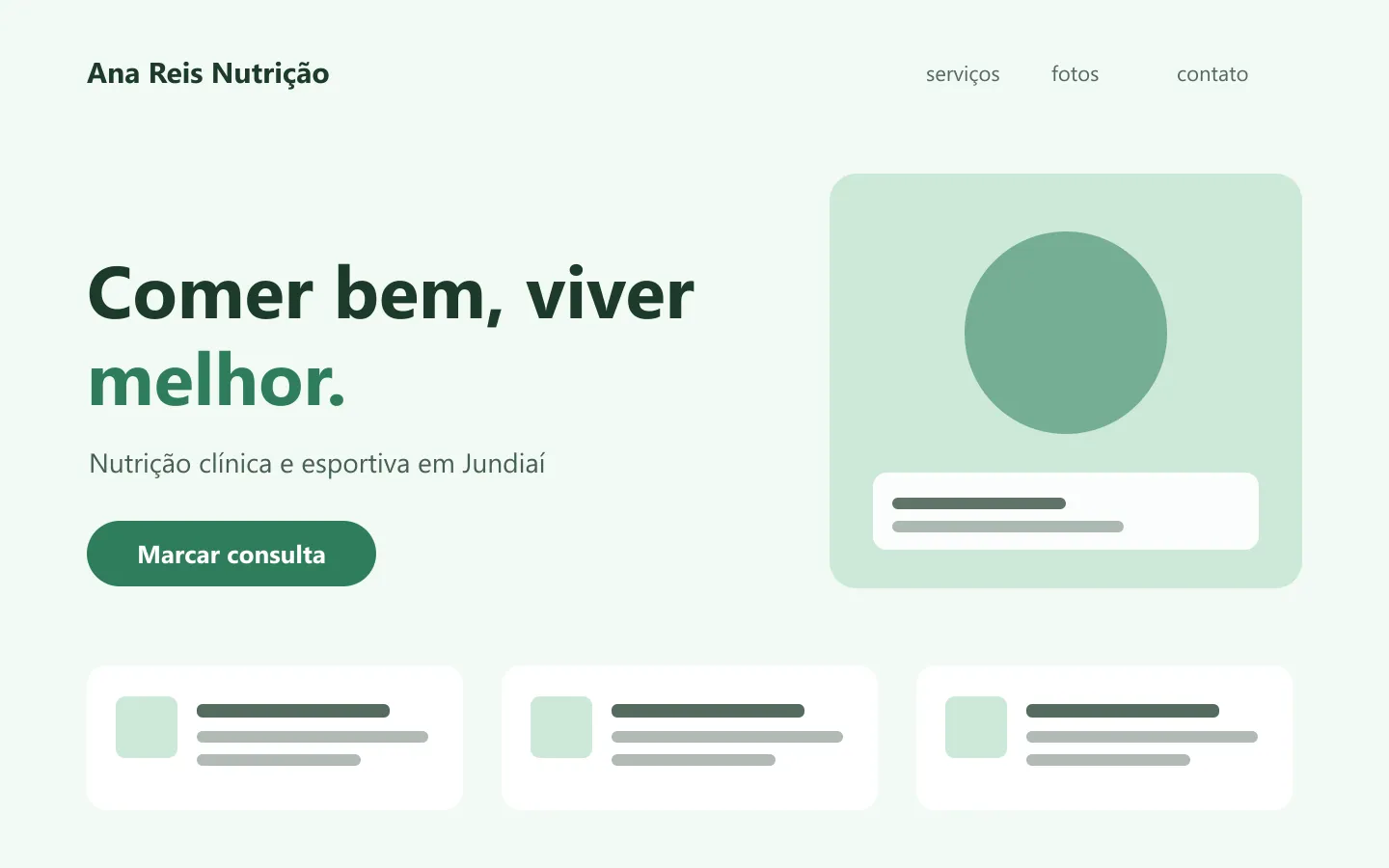 Site do projeto Ana Reis Nutrição em tela de computador