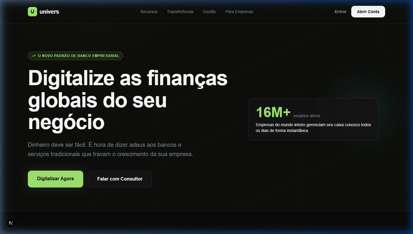 Tela do projeto Univers